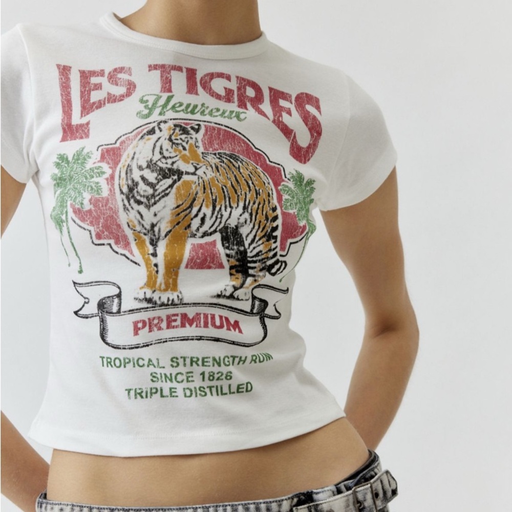 Urban Outfitters White Graphic Baby Tee